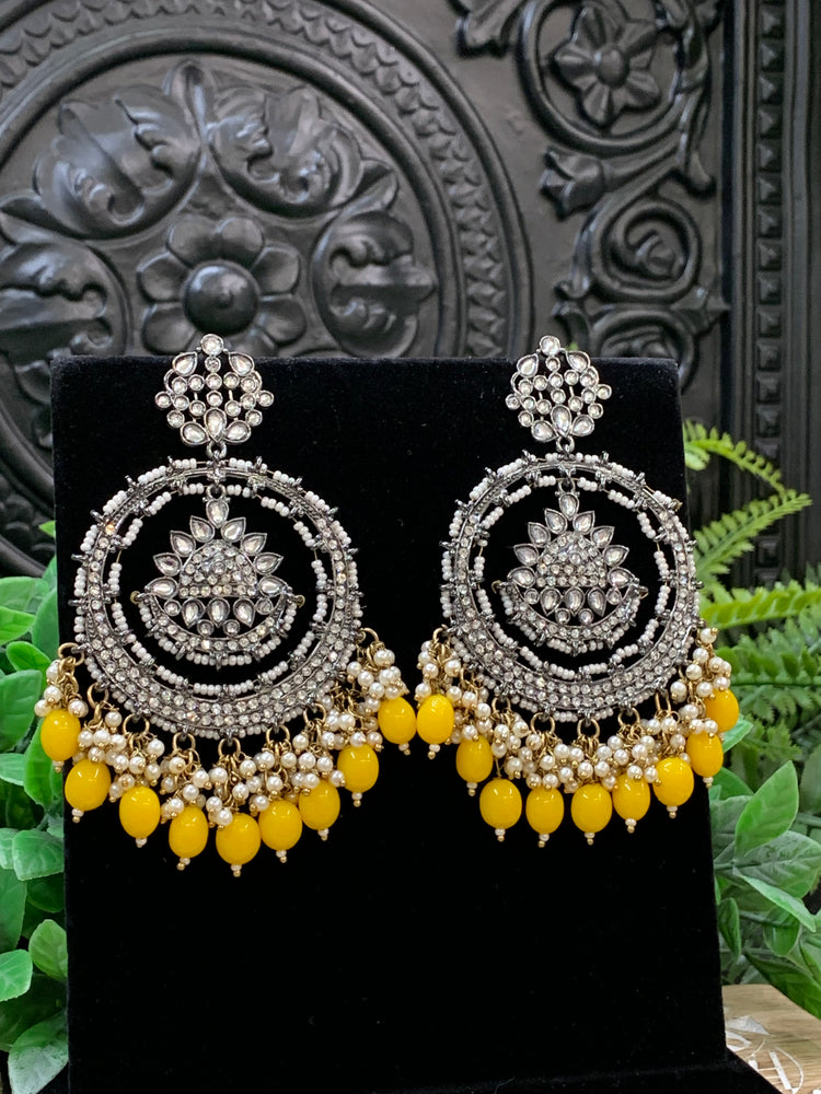 Laila Chandbali fashion statement earring black and yellow