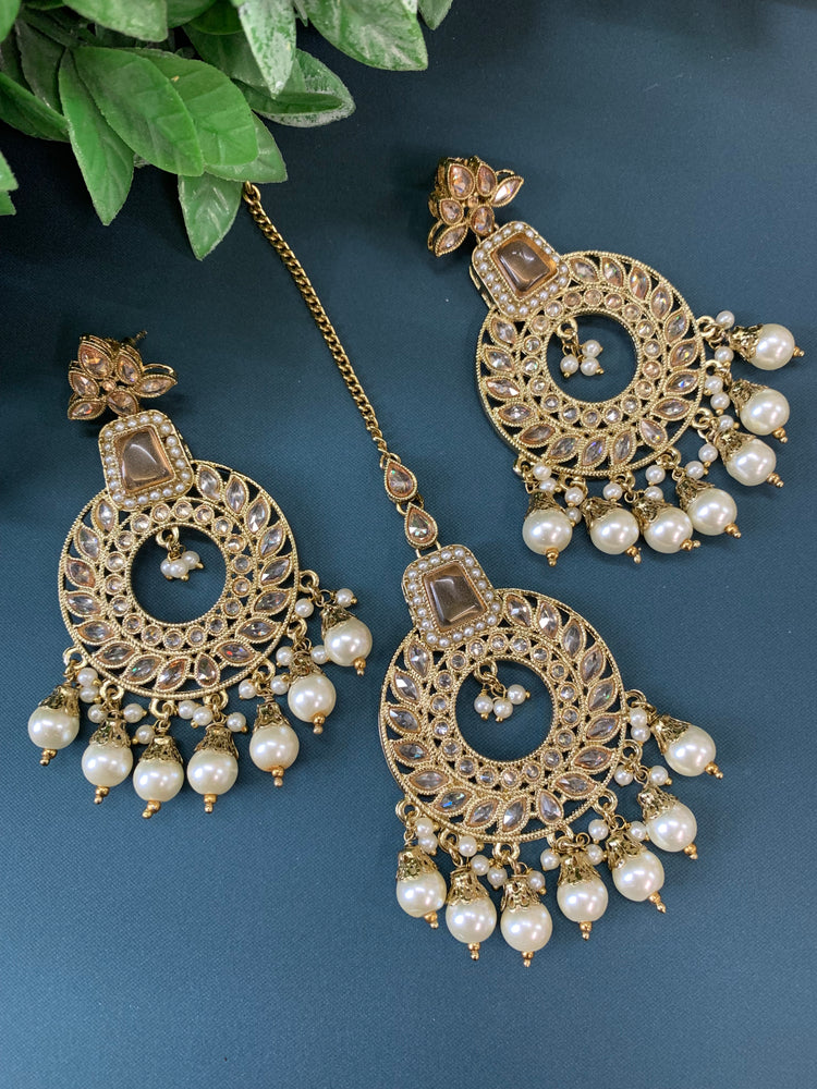 Alira tikka set polki earring tikka set gold / antique