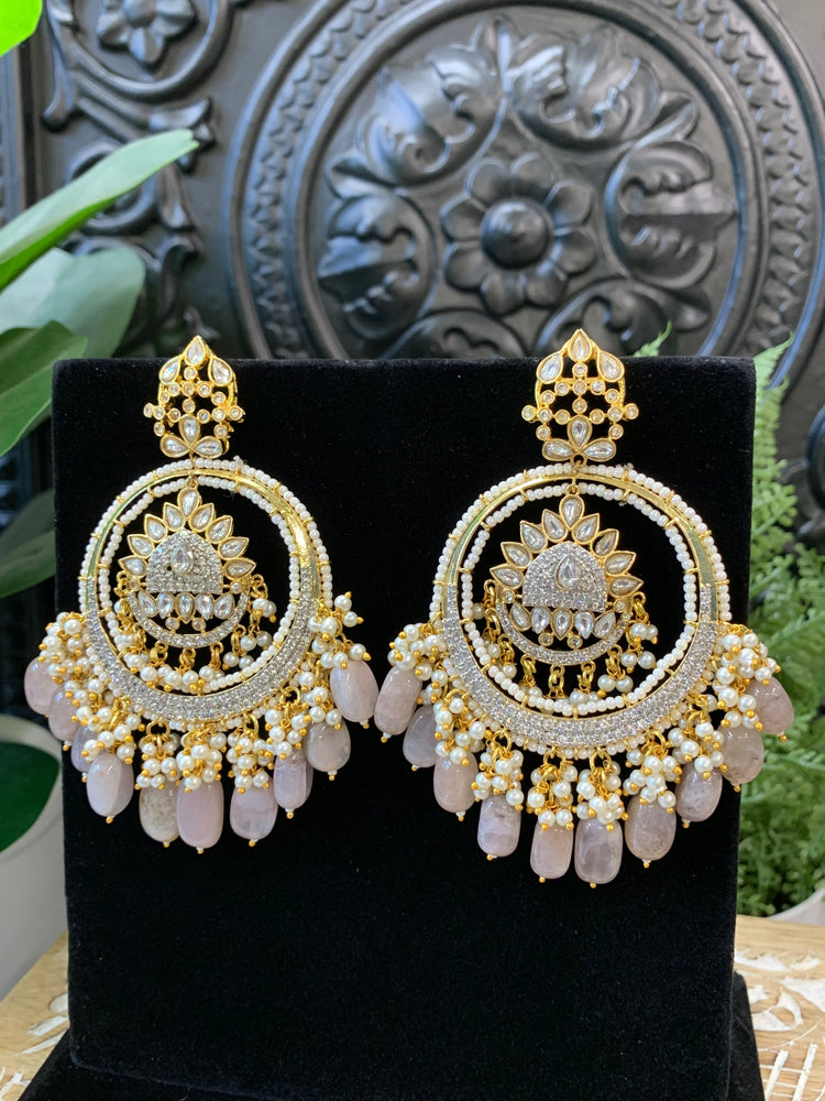 Aysha Tyaani kundan Chandbali earring ash grey