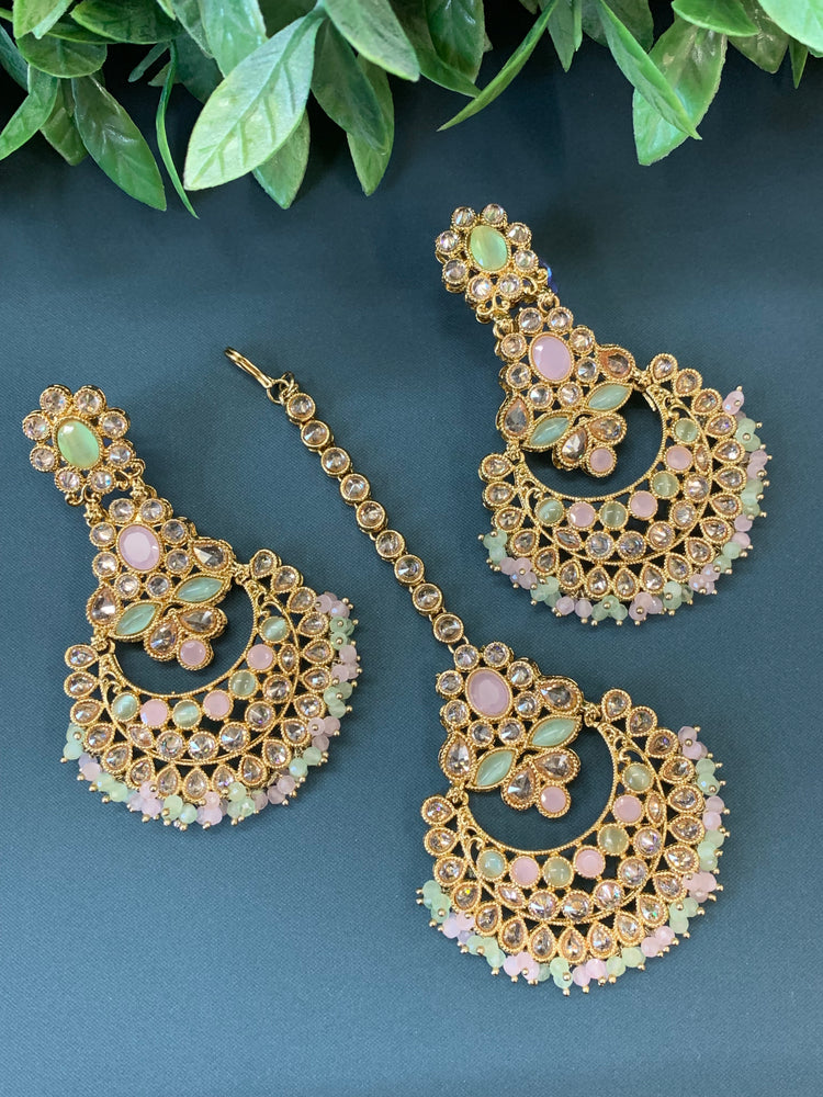 Erin reverse popki tikka set chandbali style pastel multi