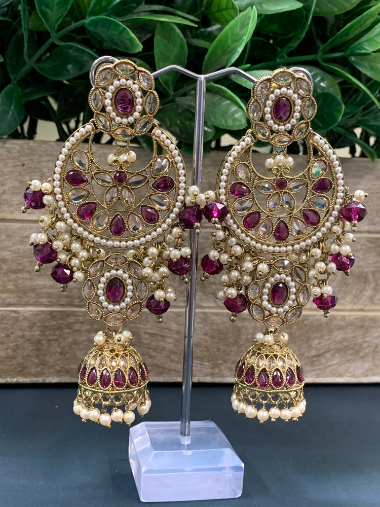 Pari polki long statement earring wine red/ cherry red