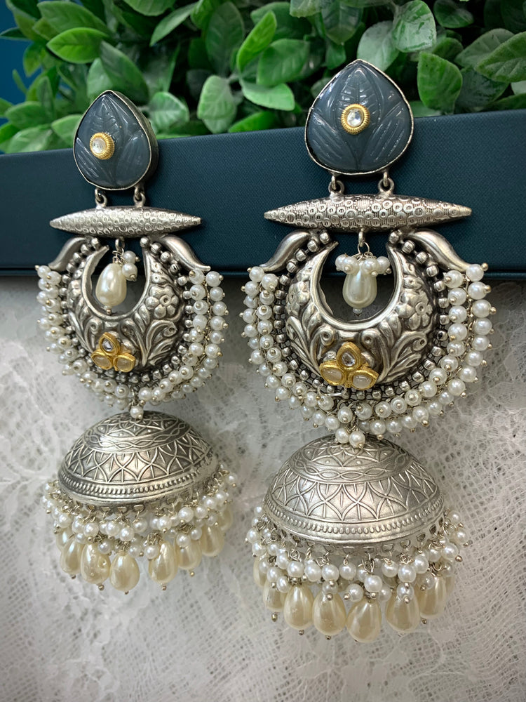 Silver oversize jhumka earring