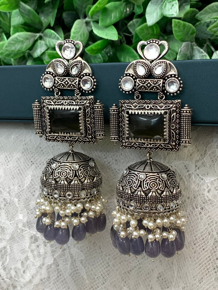 Silver oversize jhumka earring