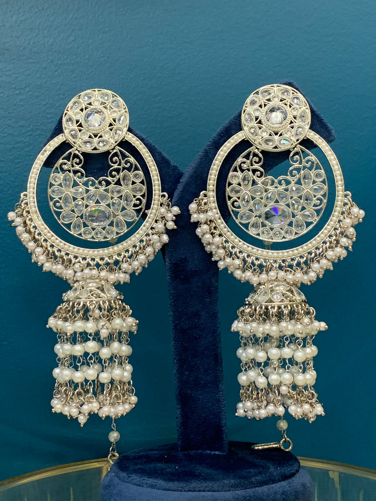 Ashley polki oversized jhumki earring with sahare silver