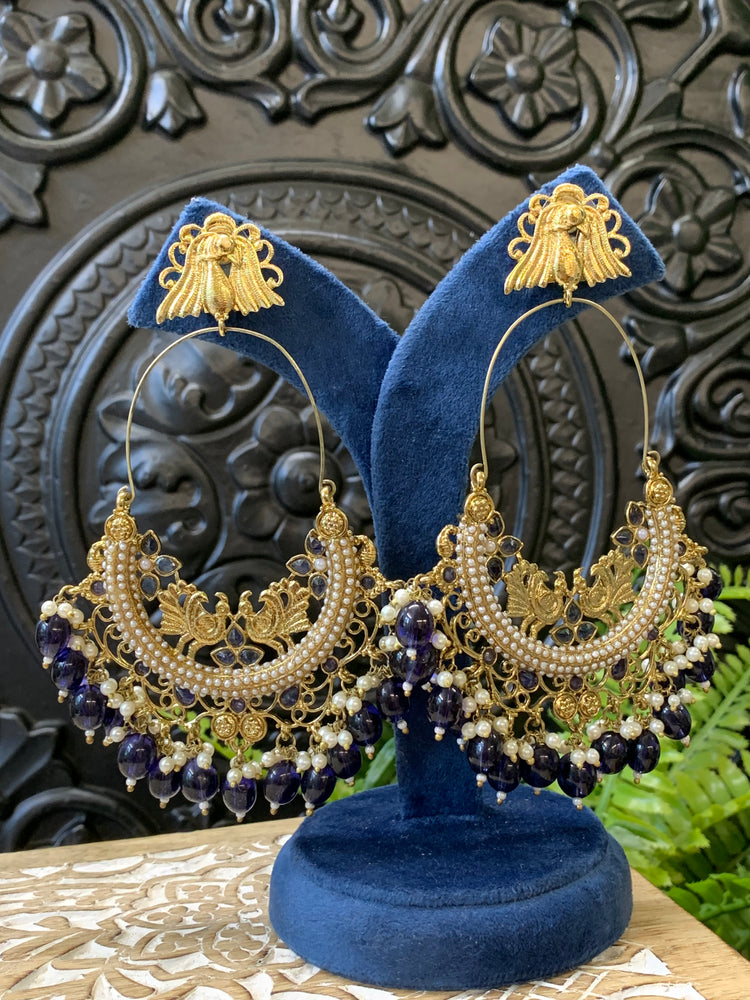 Sue fashion statement Chandbali earring blue