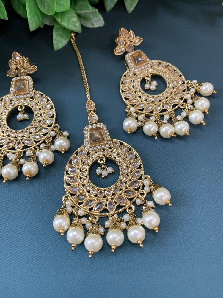 Alira tikka set polki earring tikka set gold / antique