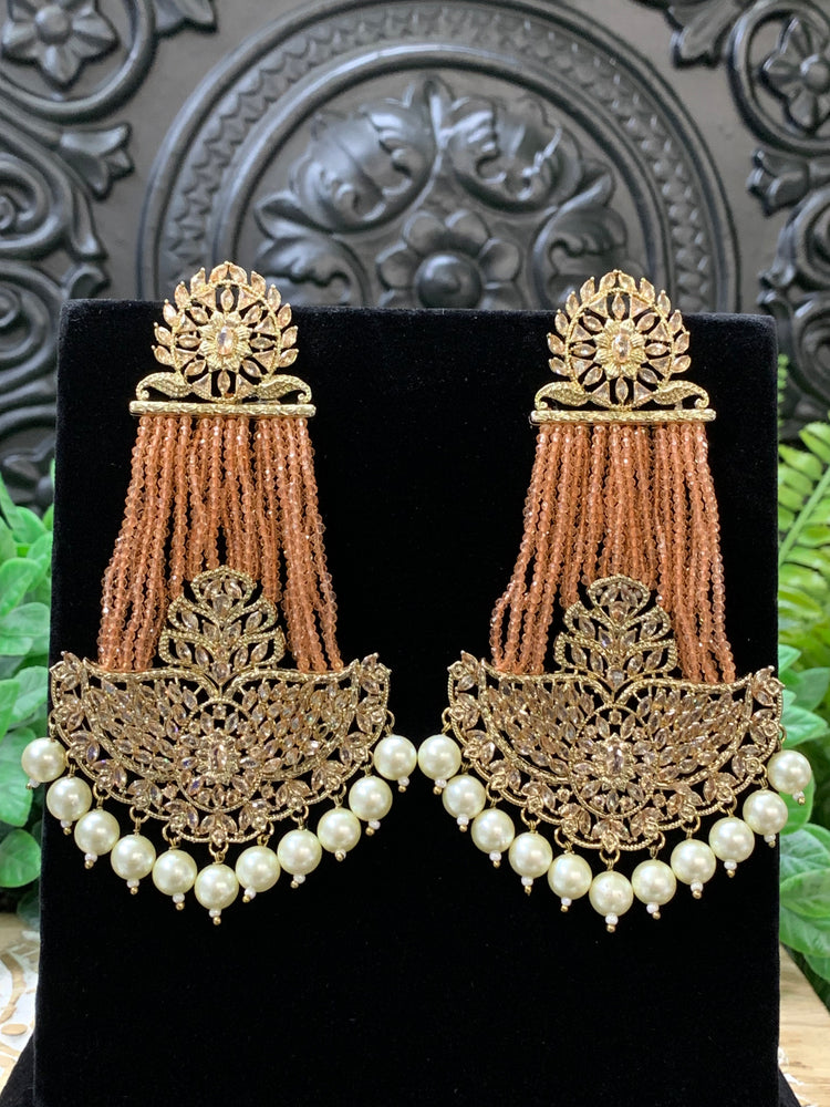 Sage polki fashion statement  earring orange bronze