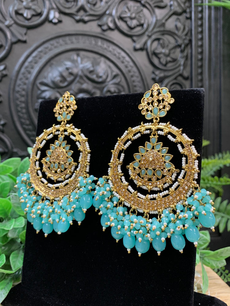 Laila Chandbali fashion statement earring blue