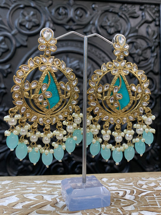 Amba kundan earring phirozi