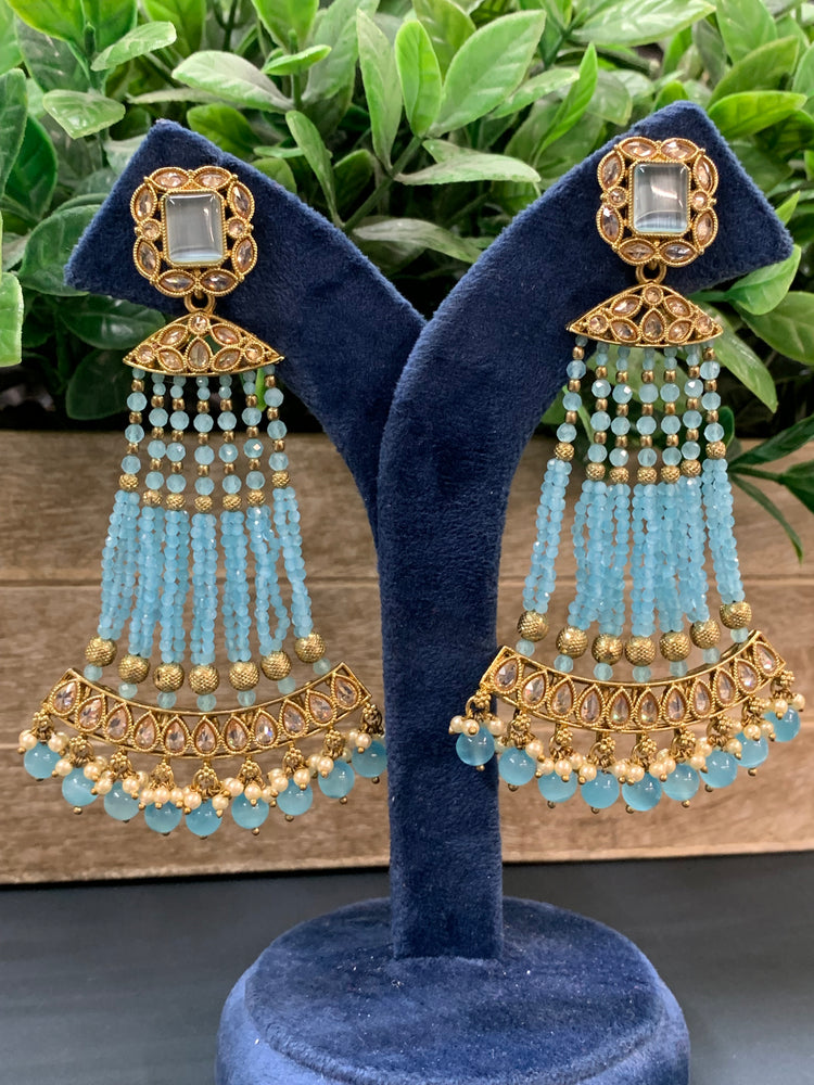 Amna polki fashion statement  earring light blue