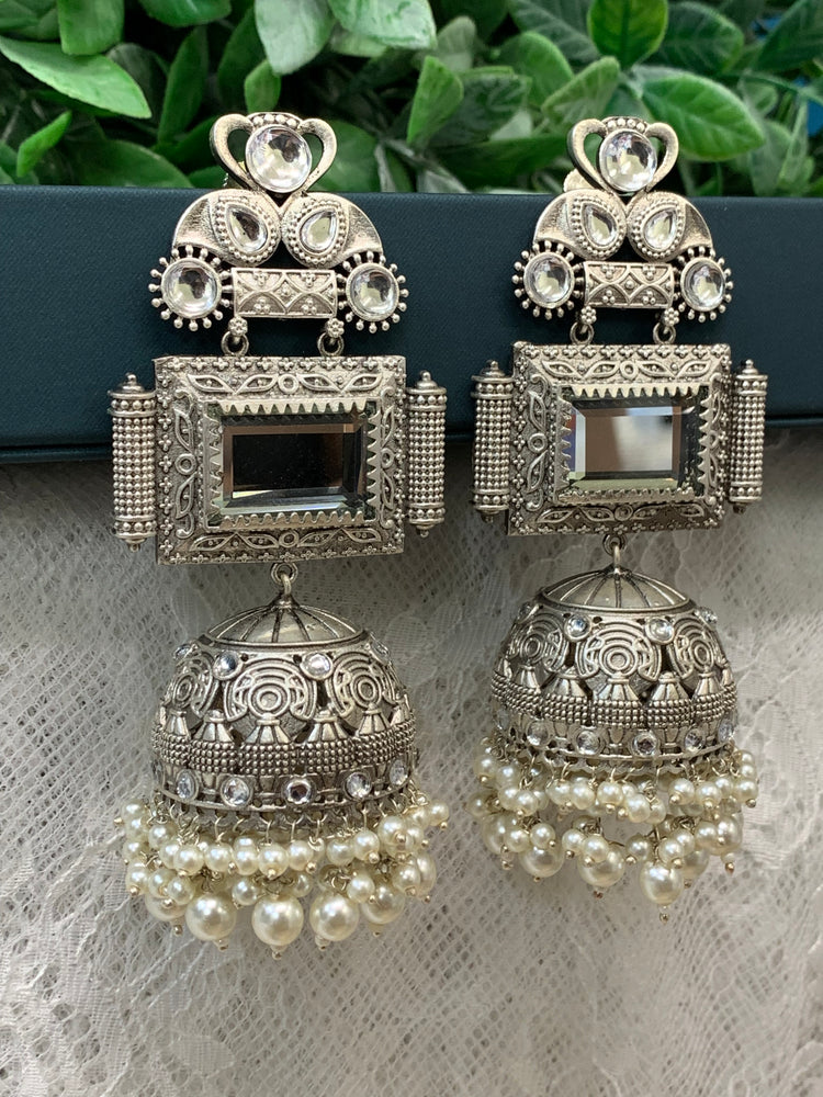 Silver oversize jhumka earring