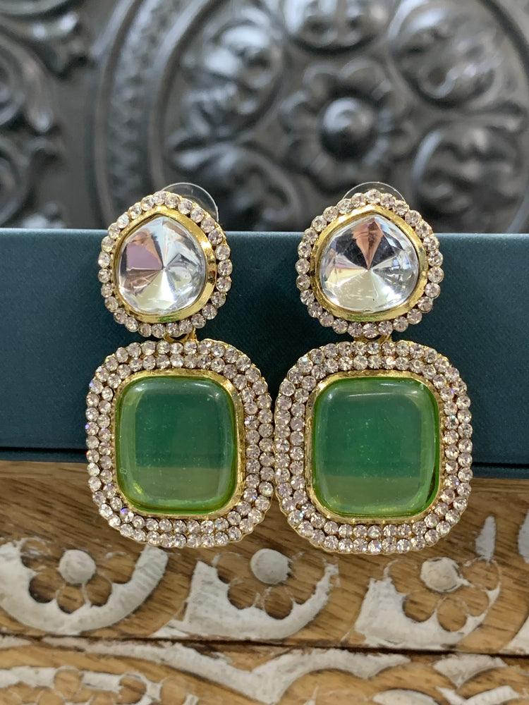 Ava uncut kundan earring green