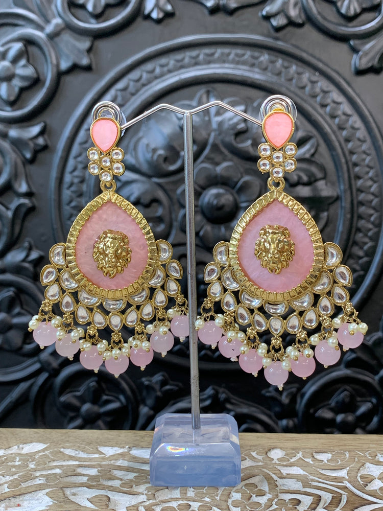 Sabyasachi inspired kundan earring  tripti white pearl pink