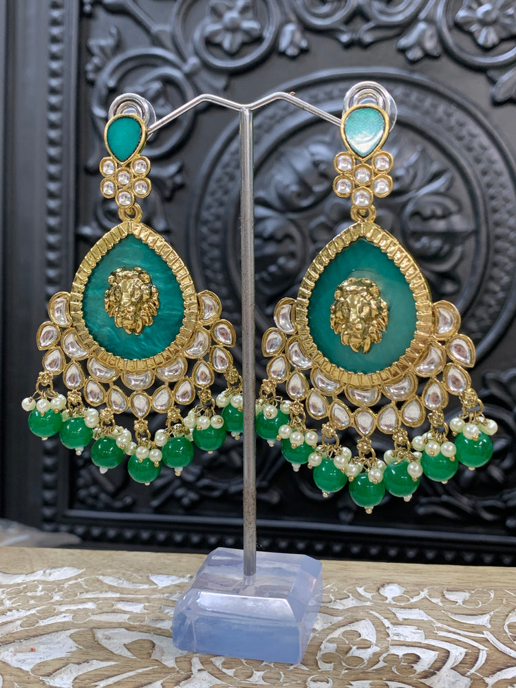 Sabyasachi inspired kundan earring tripti white pearl green