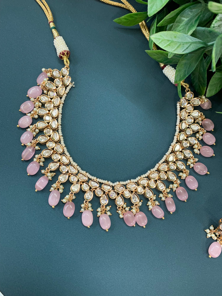 Victor tyaani kundan necklace pastel pink