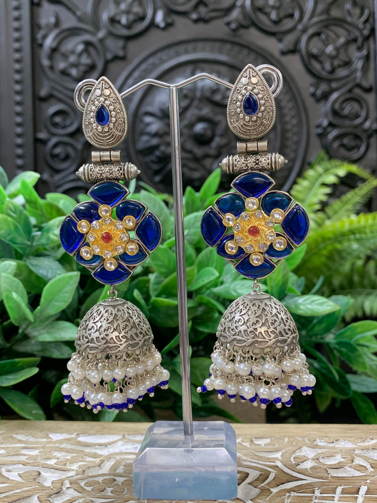 Saba oxi kundan jhumki blue