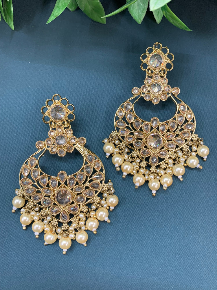 Thea polki chandbali earring antique base antique polki gold