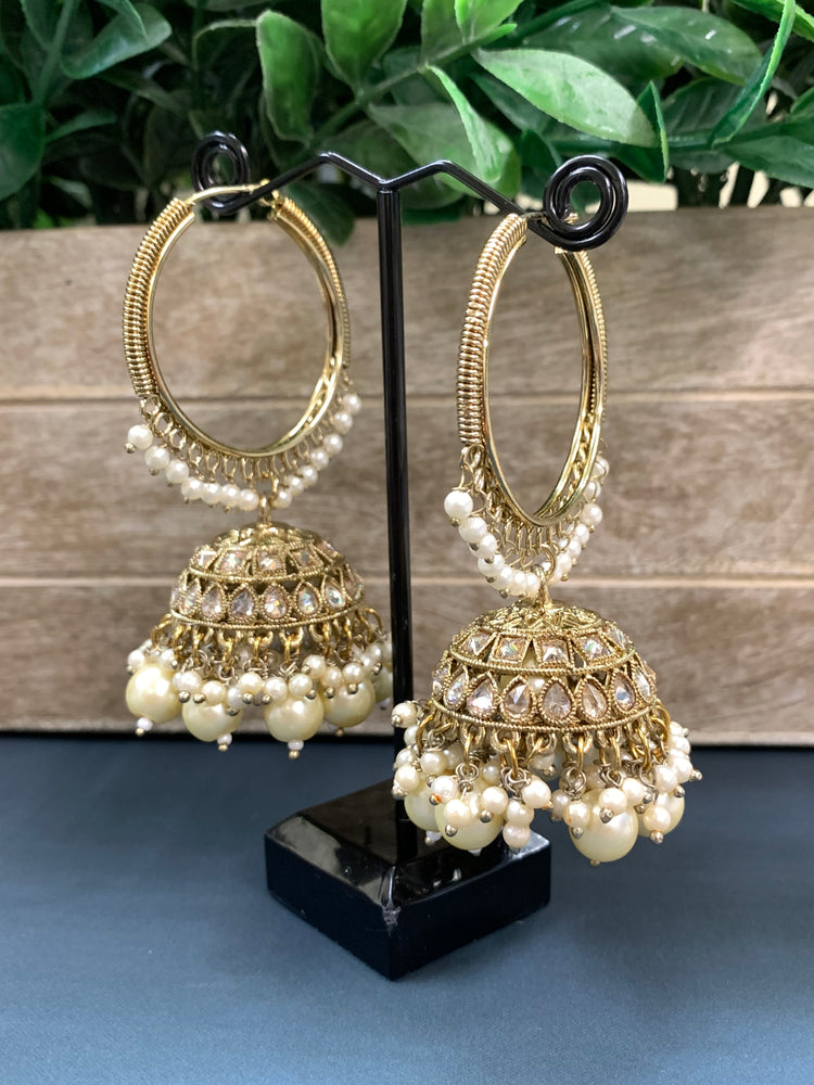 Shabana polki bali hoop jhumki/jhumka pearl / gold