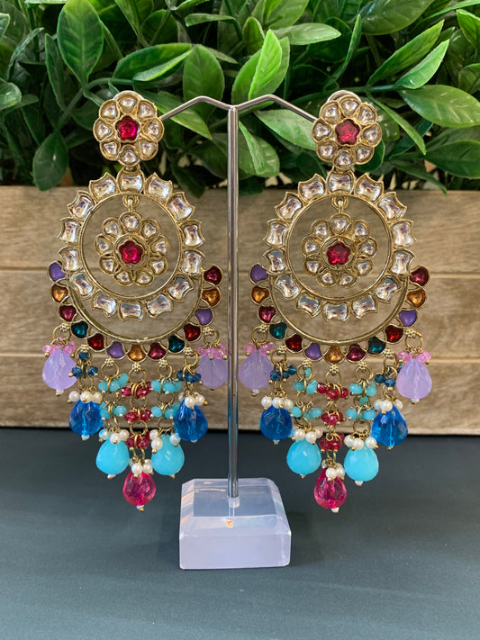 Barnavi Kundan earring crystal multi