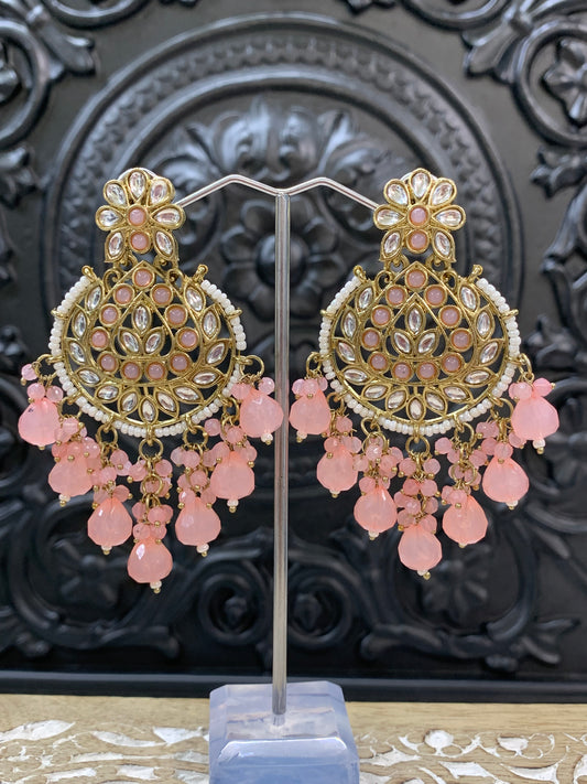 Sujal kundan earring pink