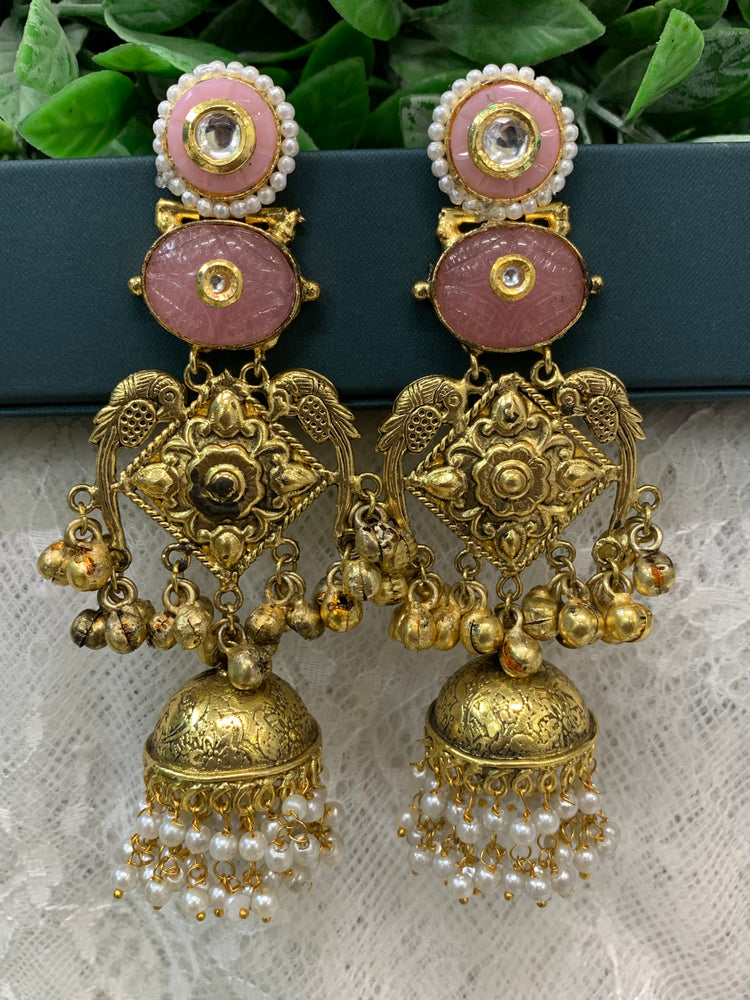 Gold plated silver replica jhumka earring