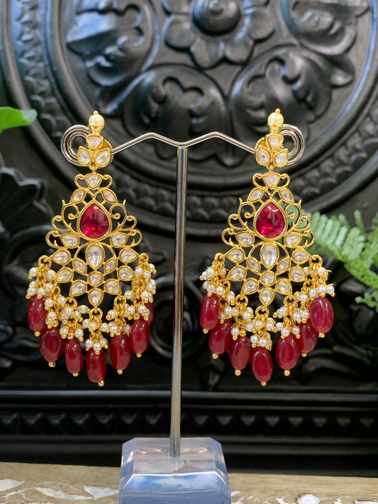 Mohua Tyaani Kundan medium earring red burgundy