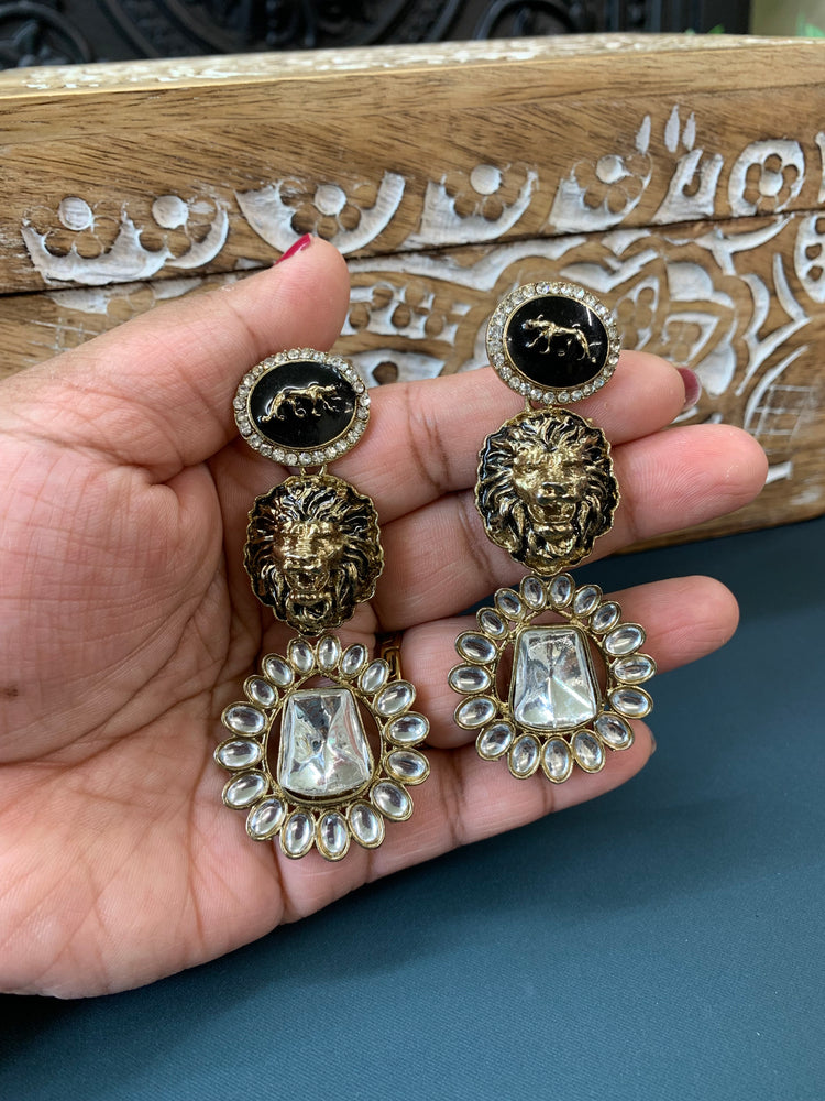 Sabyasachi inspired kundan earring black and gold