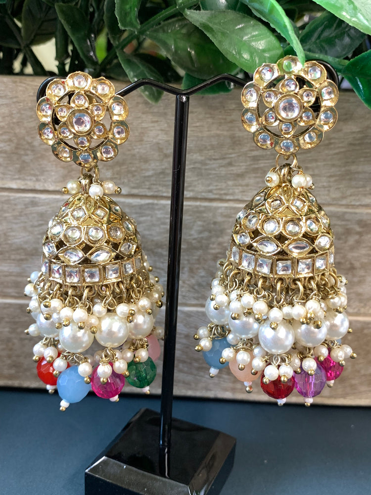 Melody kundan jhumki/ jhumka earring multi