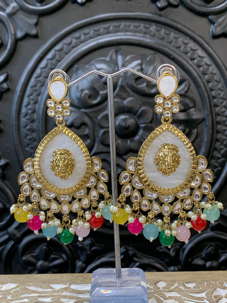 Sabyasachi inspired kundan earring tripti white pearl multi