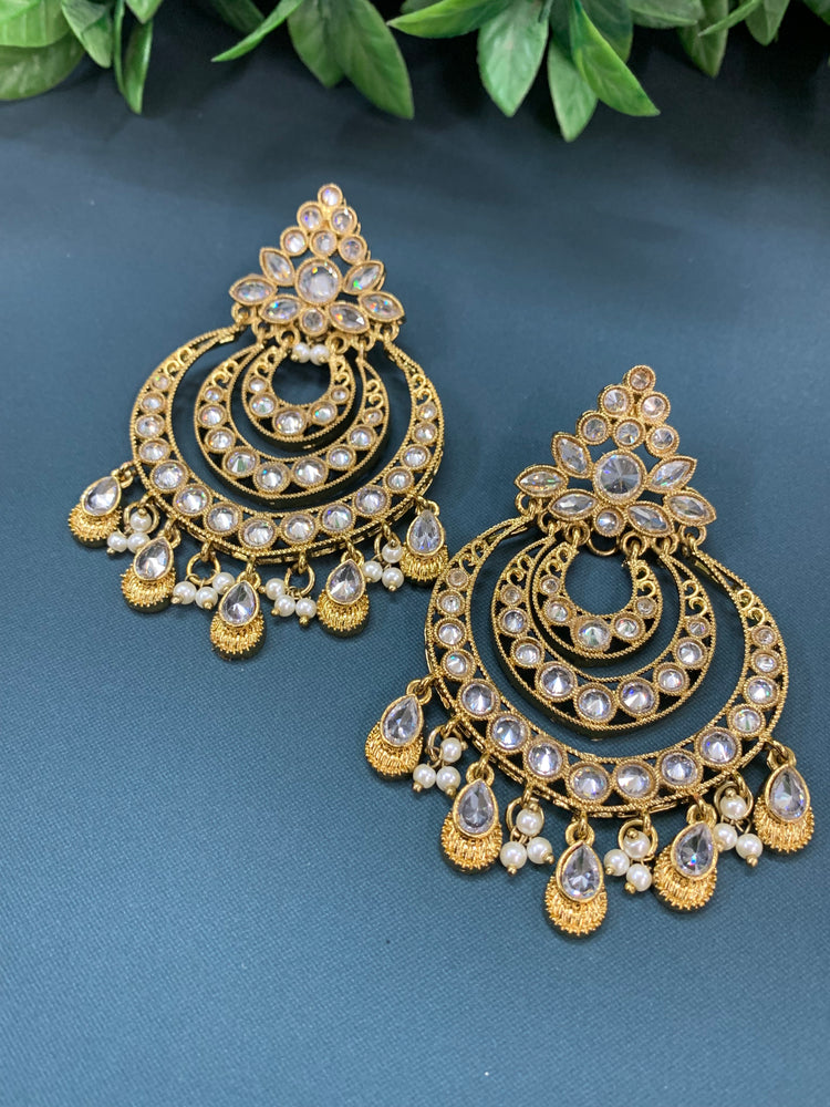 Bonnie polki chandbali earring antique/clear polki