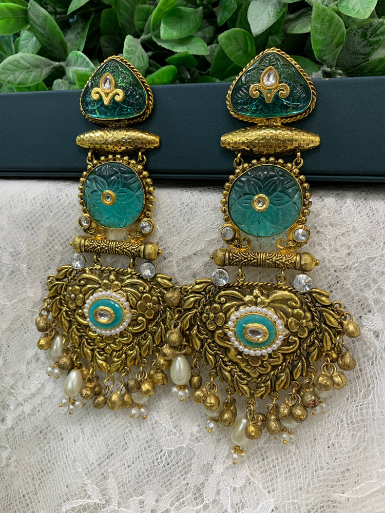 Gold plated chandbali long style earring