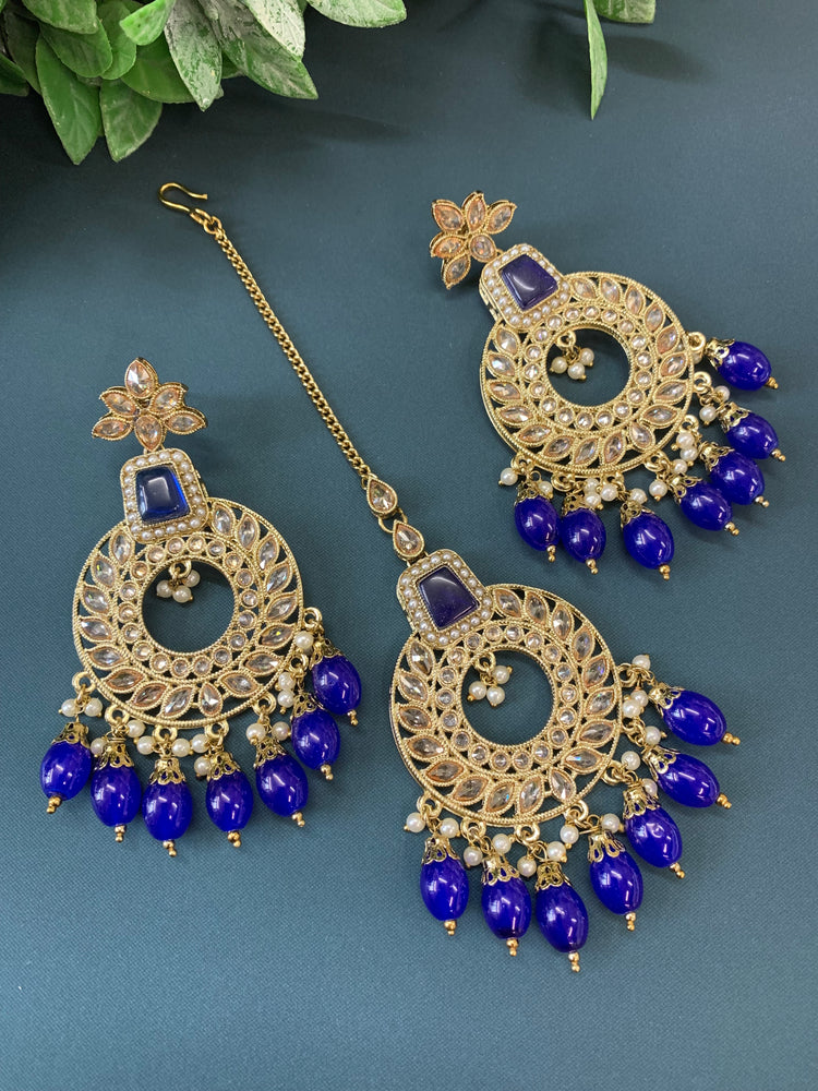 Alira tikka set polki earring tikka set navy blue