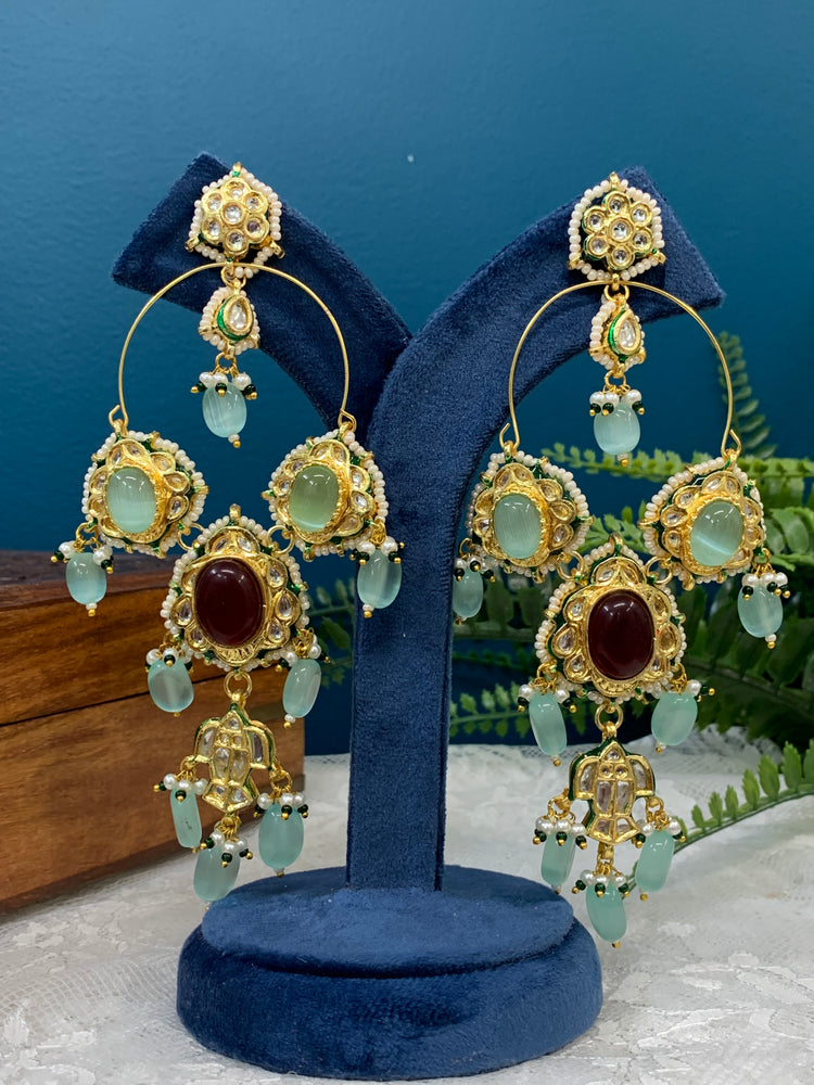 Phool Kundan chandbali earring