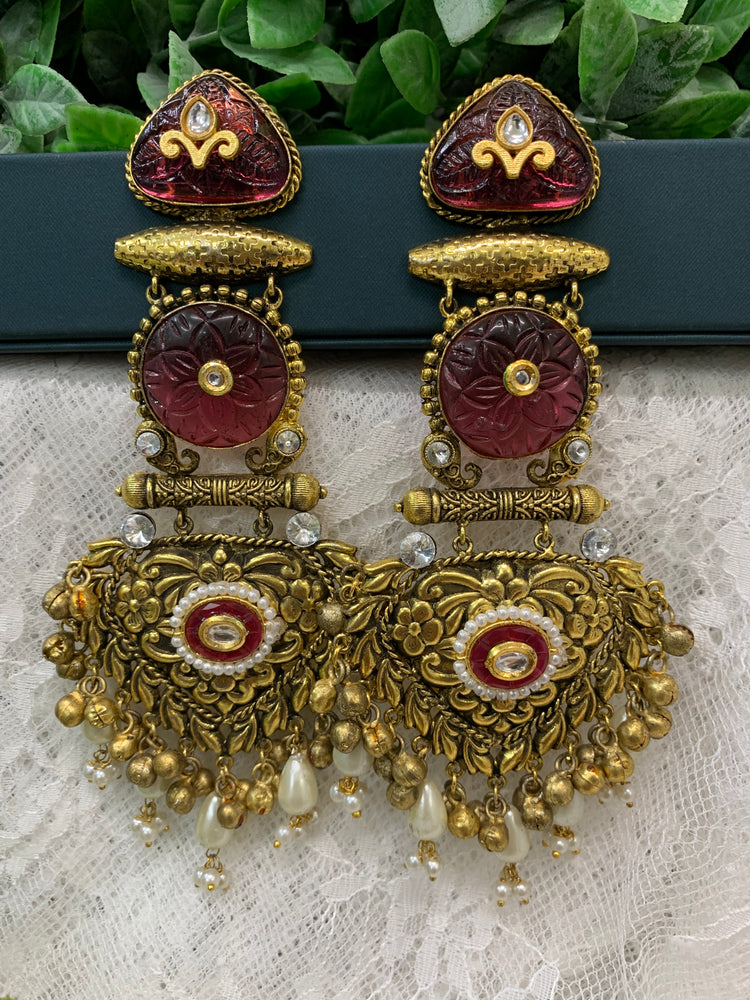 Gold plated chandbali long style earring