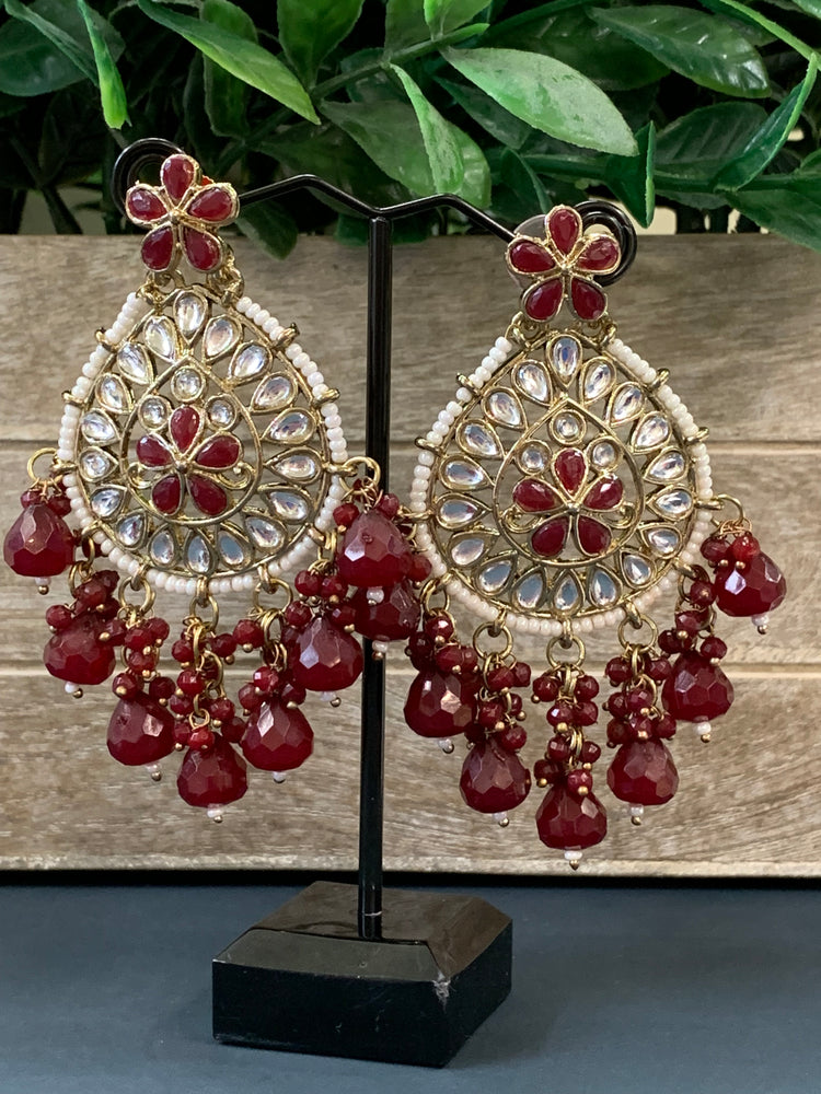 Aaravi kundan earring maroon red / burgundy