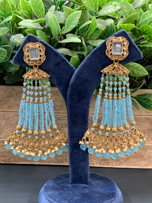 Amna polki fashion statement  earring light blue