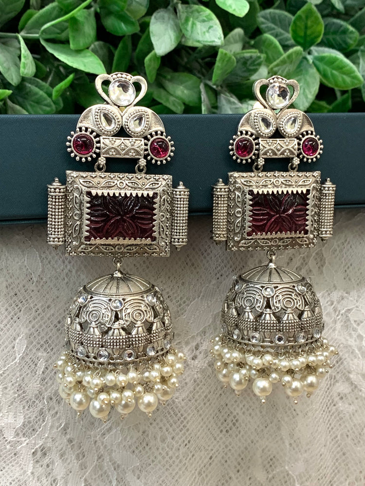 Silver oversize jhumka earring