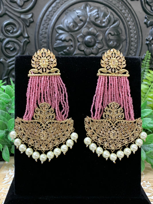 Sage polki fashion statement earring pink