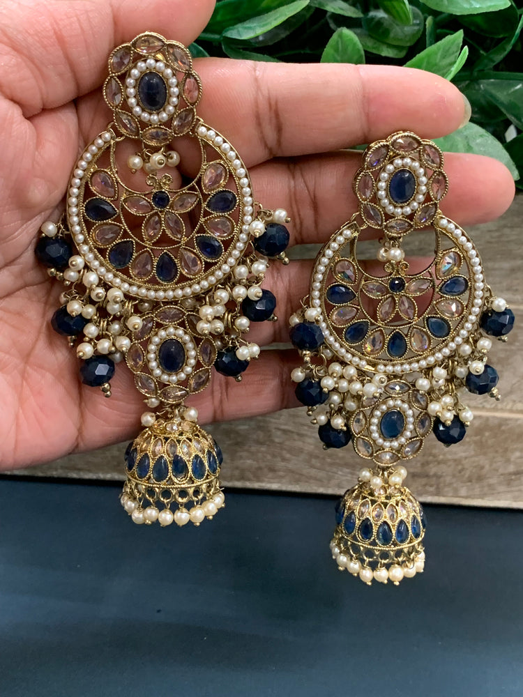 Pari polki long statement earring navy blue/ sapphire blue