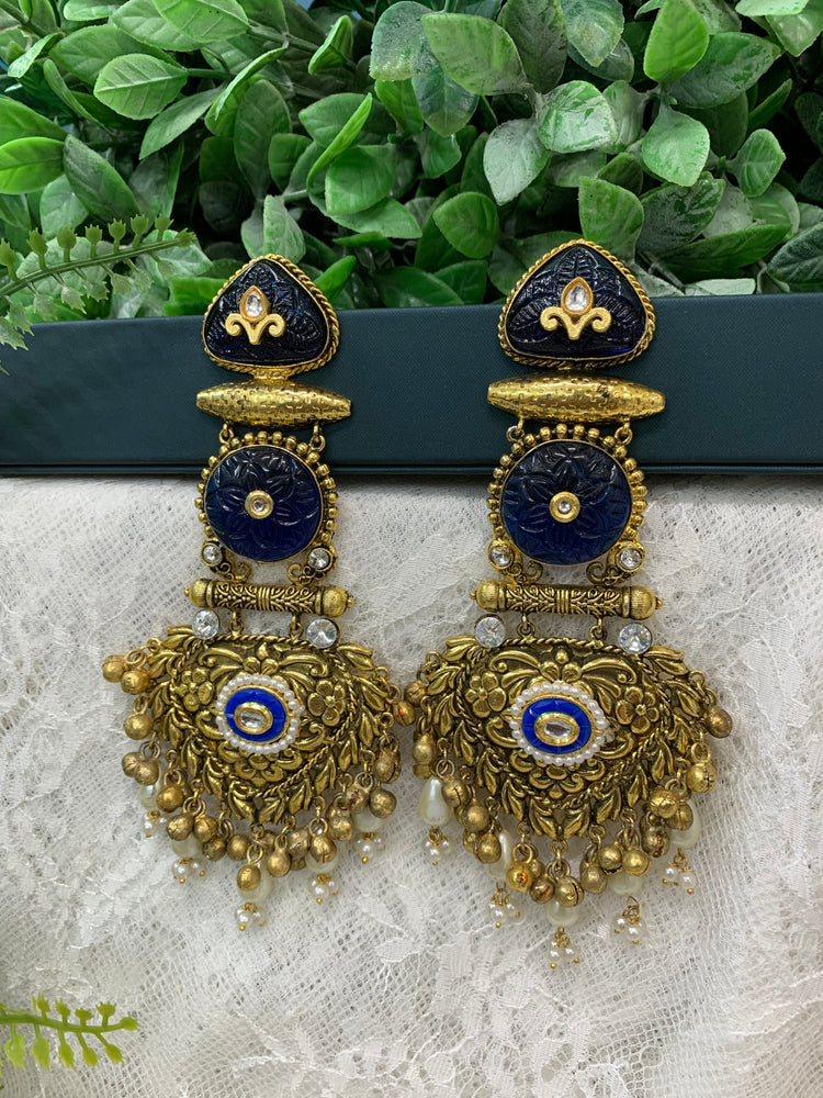 Gold plated chandbali long style earring