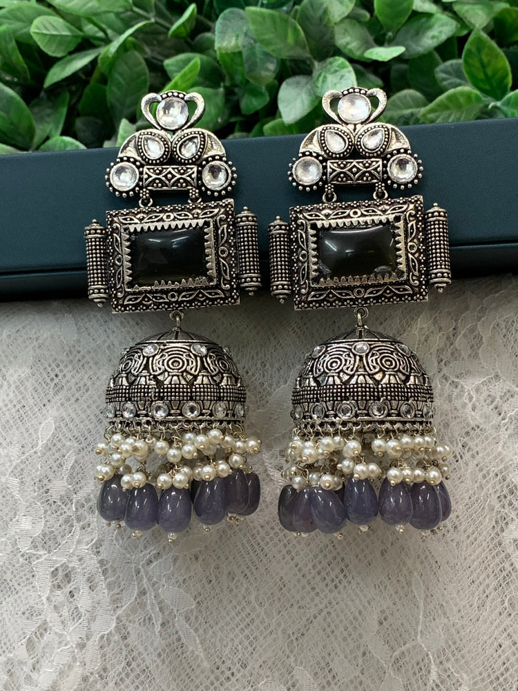 Silver oversize jhumka earring