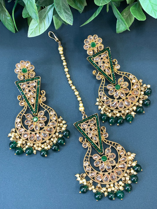 Polki tikka set joana in emerald green