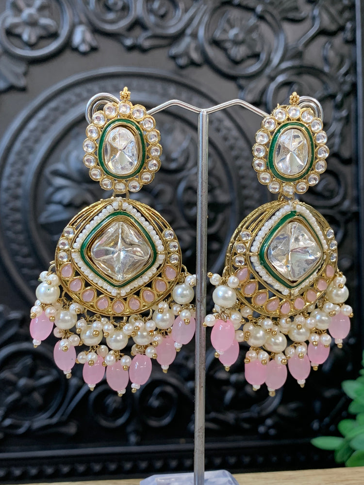 Kenny kundan fashion earring set blush pink