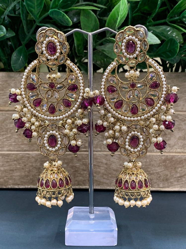 Pari polki long statement earring wine red/ cherry red