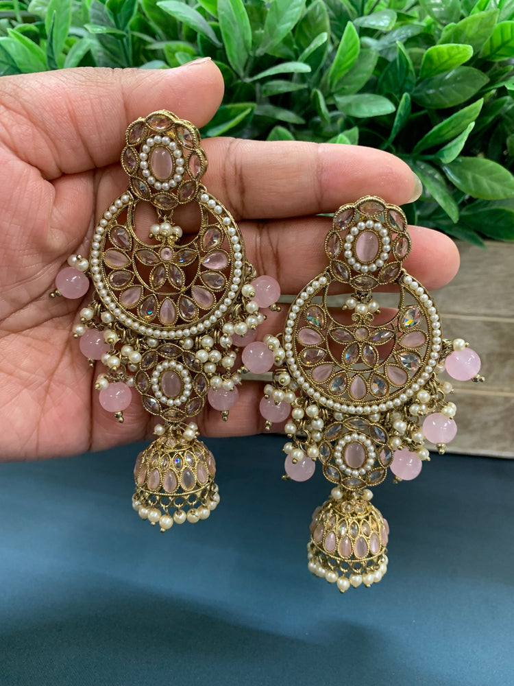 Pari polki long statement earring blush pink