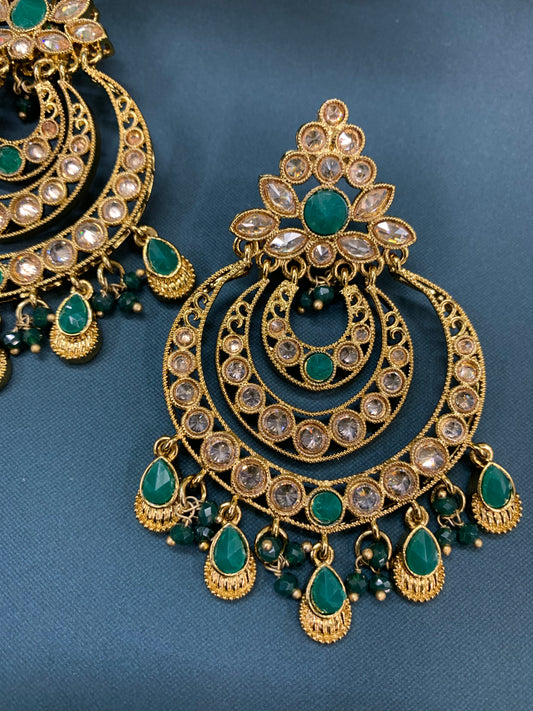 Bonnie polki chandbali earring antique/navy blue