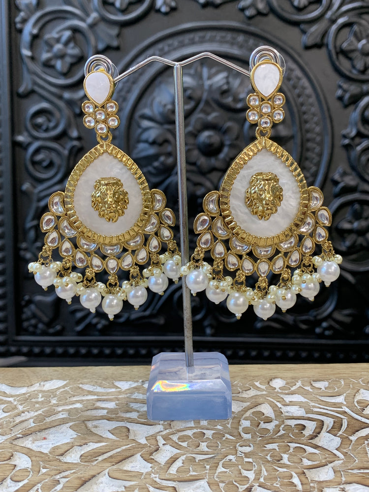 Sabyasachi inspired kundan earring tripti white pearl gold