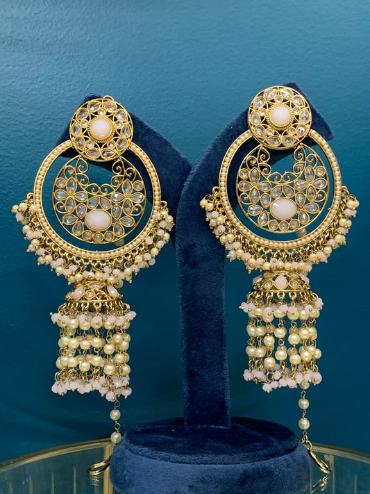 Ashley polki oversized jhumki earring with sahare blush pink