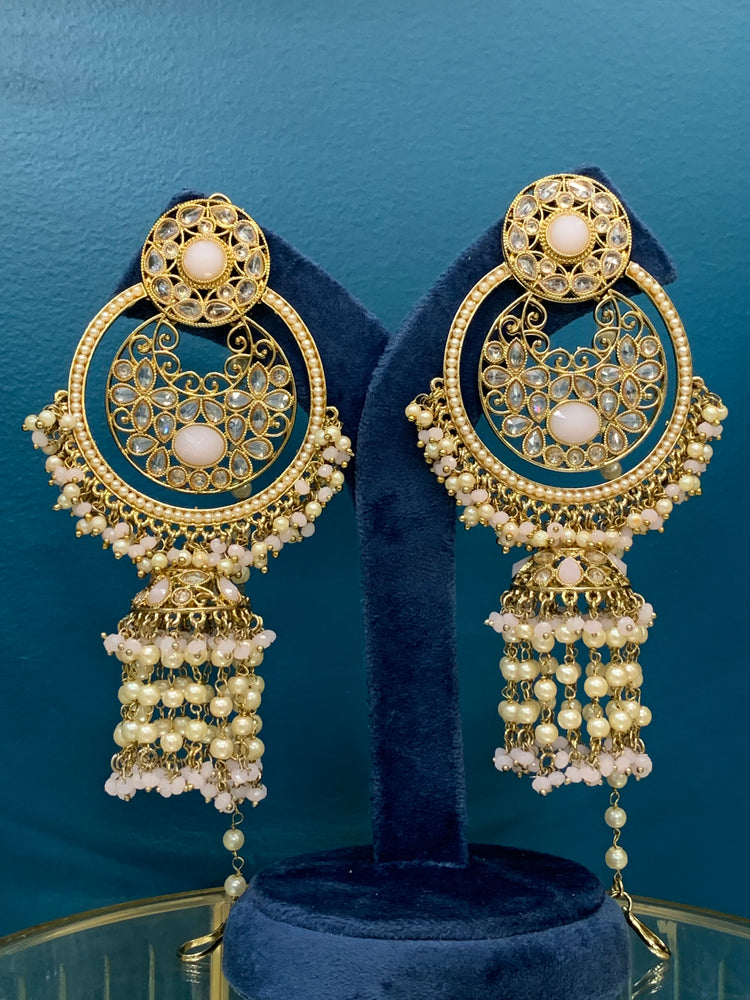 Ashley polki oversized jhumki earring with sahare blush pink