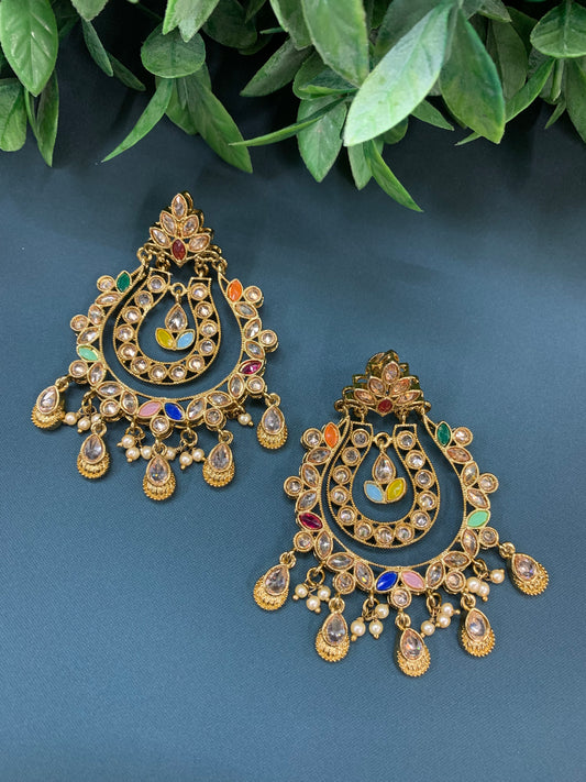 Bonnie polki chandbali earring antique/ multi